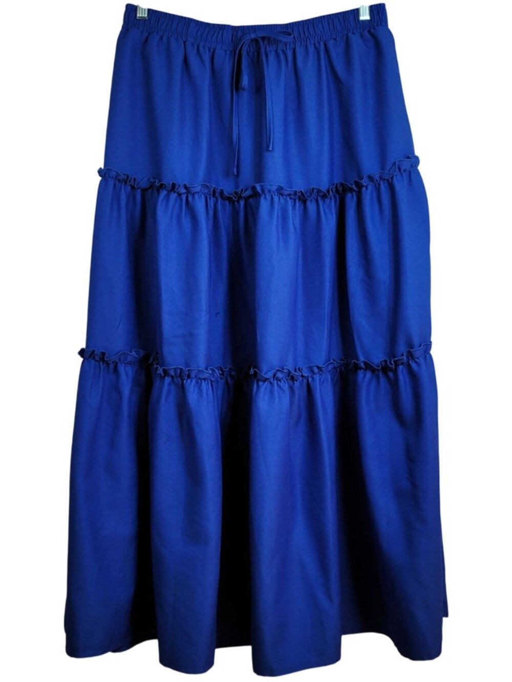 Shein Curve Maxi Skirt Blue 1X Tier Ruffle ALine Modest Peasant Prarie Boho READ